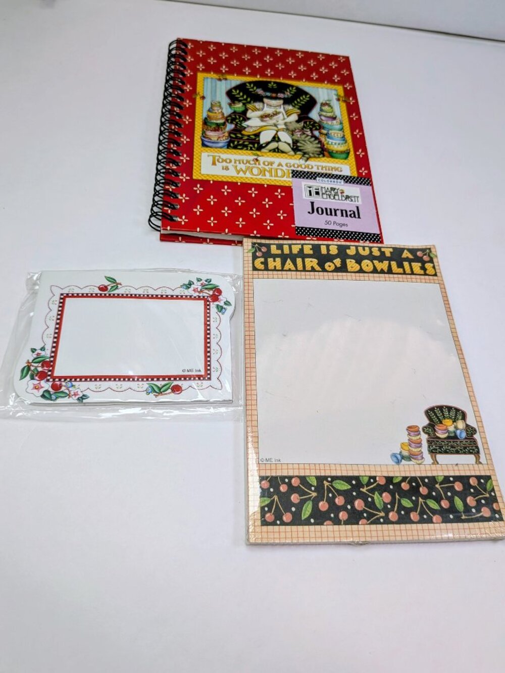 VTG Mary Engelbreit Chair of Bowlies Stationery Lot Journal Magnetic Pad